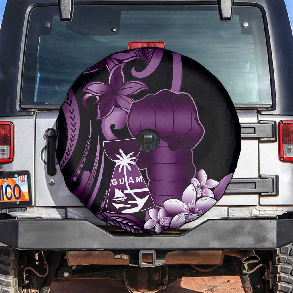 Purple Hafa Adai Guam Spare Tire Cover Chamorro Latte Stone Hand With Plumeria LT14 Purple - Polynesian Pride