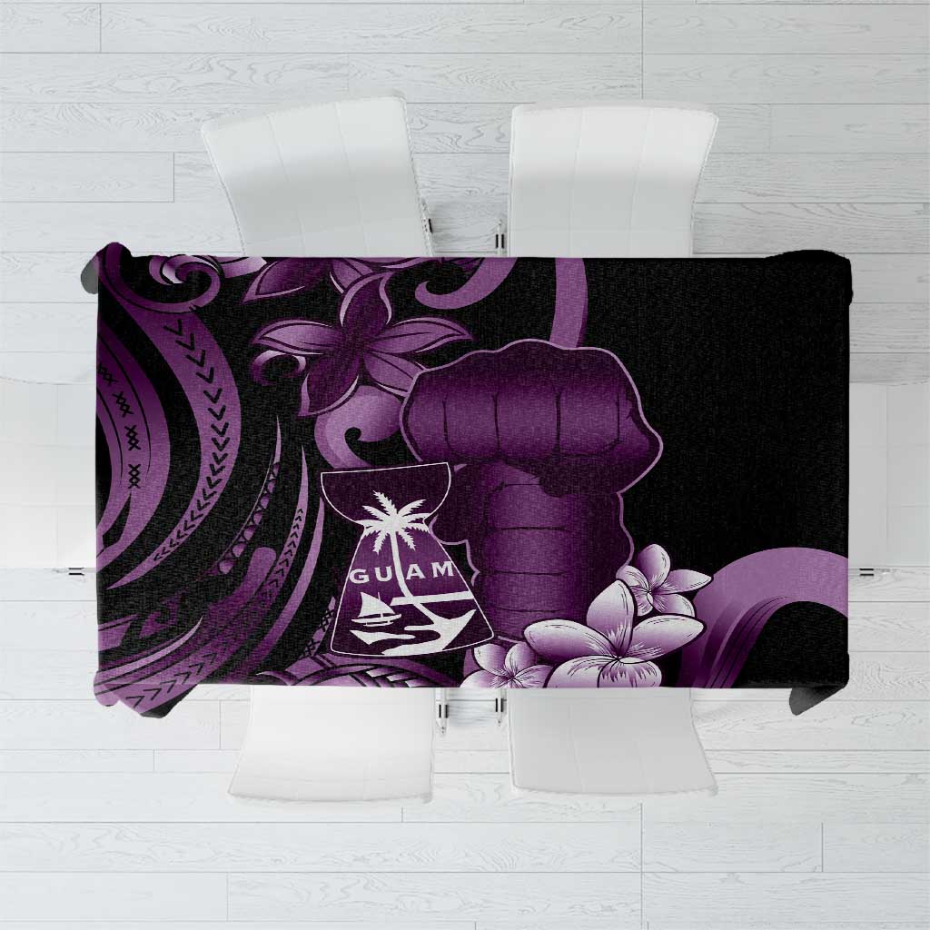 Purple Hafa Adai Guam Tablecloth Chamorro Latte Stone Hand With Plumeria LT14 Purple - Polynesian Pride