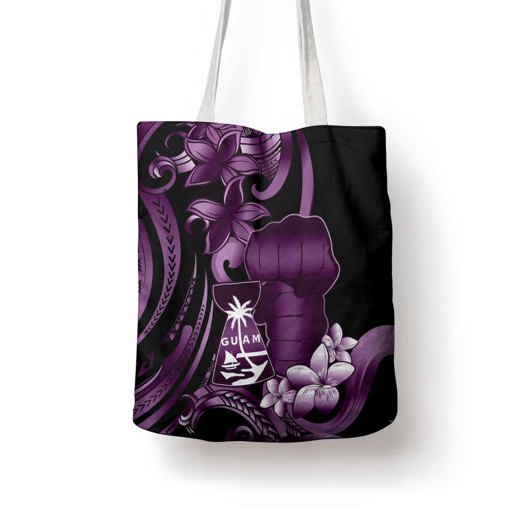 Purple Hafa Adai Guam Tote Bag Chamorro Latte Stone Hand With Plumeria LT14 - Polynesian Pride