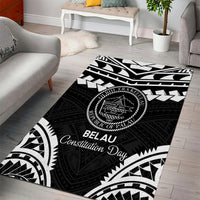Palau Constitution Day Area Rug Belau Seal With Polynesian Pattern - Black LT14 - Polynesian Pride
