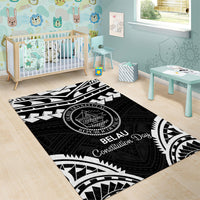 Palau Constitution Day Area Rug Belau Seal With Polynesian Pattern - Black LT14 - Polynesian Pride