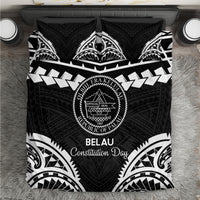 Palau Constitution Day Bedding Set Belau Seal With Polynesian Pattern - Black LT14 Black - Polynesian Pride