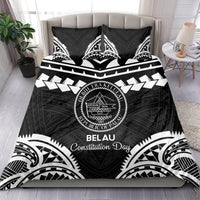 Palau Constitution Day Bedding Set Belau Seal With Polynesian Pattern - Black LT14 - Polynesian Pride
