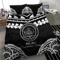 Palau Constitution Day Bedding Set Belau Seal With Polynesian Pattern - Black LT14 - Polynesian Pride