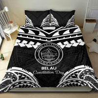 Palau Constitution Day Bedding Set Belau Seal With Polynesian Pattern - Black LT14 - Polynesian Pride