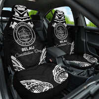 Palau Constitution Day Car Seat Cover Belau Seal With Polynesian Pattern - Black LT14 One Size Black - Polynesian Pride