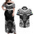 Palau Constitution Day Couples Matching Off Shoulder Maxi Dress and Hawaiian Shirt Belau Seal With Polynesian Pattern - Black