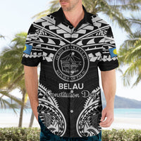 Palau Constitution Day Hawaiian Shirt Belau Seal With Polynesian Pattern - Black LT14 - Polynesian Pride