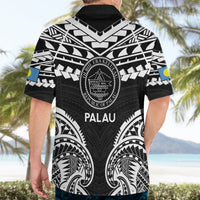 Palau Constitution Day Hawaiian Shirt Belau Seal With Polynesian Pattern - Black LT14 - Polynesian Pride