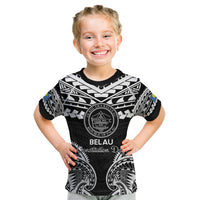 Palau Constitution Day Kid T Shirt Belau Seal With Polynesian Pattern - Black LT14 Black - Polynesian Pride