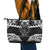 Palau Constitution Day Leather Tote Bag Belau Seal With Polynesian Pattern - Black