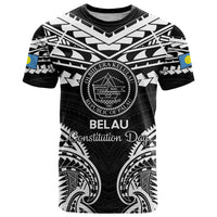 Palau Constitution Day T Shirt Belau Seal With Polynesian Pattern - Black LT14 Black - Polynesian Pride