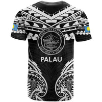 Palau Constitution Day T Shirt Belau Seal With Polynesian Pattern - Black LT14 - Polynesian Pride