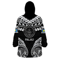 Palau Constitution Day Wearable Blanket Hoodie Belau Seal With Polynesian Pattern - Black LT14 - Polynesian Pride