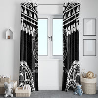 Palau Constitution Day Window Curtain Belau Seal With Polynesian Pattern - Black LT14 - Polynesian Pride
