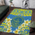 Palau Constitution Day Area Rug Belau Seal With Frangipani Polynesian Pattern - Blue