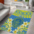 Palau Constitution Day Area Rug Belau Seal With Frangipani Polynesian Pattern - Blue