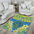 Palau Constitution Day Area Rug Belau Seal With Frangipani Polynesian Pattern - Blue