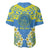 Palau Constitution Day Baseball Jersey Belau Seal With Frangipani Polynesian Pattern - Blue