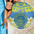 Palau Constitution Day Beach Blanket Belau Seal With Frangipani Polynesian Pattern - Blue