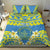 Palau Constitution Day Bedding Set Belau Seal With Frangipani Polynesian Pattern - Blue