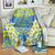 Palau Constitution Day Blanket Belau Seal With Frangipani Polynesian Pattern - Blue