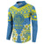 Palau Constitution Day Button Sweatshirt Belau Seal With Frangipani Polynesian Pattern - Blue