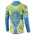 Palau Constitution Day Button Sweatshirt Belau Seal With Frangipani Polynesian Pattern - Blue