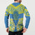 Palau Constitution Day Button Sweatshirt Belau Seal With Frangipani Polynesian Pattern - Blue