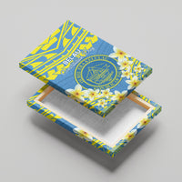 Palau Constitution Day Canvas Wall Art Belau Seal With Frangipani Polynesian Pattern - Blue LT14 - Polynesian Pride