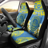 Palau Constitution Day Car Seat Cover Belau Seal With Frangipani Polynesian Pattern - Blue LT14 - Polynesian Pride
