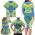 Palau Constitution Day Family Matching Long Sleeve Bodycon Dress and Hawaiian Shirt Belau Seal With Frangipani Polynesian Pattern - Blue