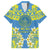 Palau Constitution Day Family Matching Long Sleeve Bodycon Dress and Hawaiian Shirt Belau Seal With Frangipani Polynesian Pattern - Blue