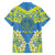 Palau Constitution Day Family Matching Long Sleeve Bodycon Dress and Hawaiian Shirt Belau Seal With Frangipani Polynesian Pattern - Blue