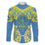 Palau Constitution Day Family Matching Long Sleeve Bodycon Dress and Hawaiian Shirt Belau Seal With Frangipani Polynesian Pattern - Blue