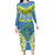 Palau Constitution Day Family Matching Long Sleeve Bodycon Dress and Hawaiian Shirt Belau Seal With Frangipani Polynesian Pattern - Blue