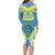 Palau Constitution Day Family Matching Long Sleeve Bodycon Dress and Hawaiian Shirt Belau Seal With Frangipani Polynesian Pattern - Blue