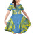 Palau Constitution Day Family Matching Mermaid Dress and Hawaiian Shirt Belau Seal With Frangipani Polynesian Pattern - Blue