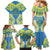 Palau Constitution Day Family Matching Mermaid Dress and Hawaiian Shirt Belau Seal With Frangipani Polynesian Pattern - Blue