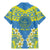 Palau Constitution Day Family Matching Mermaid Dress and Hawaiian Shirt Belau Seal With Frangipani Polynesian Pattern - Blue