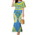 Palau Constitution Day Family Matching Mermaid Dress and Hawaiian Shirt Belau Seal With Frangipani Polynesian Pattern - Blue