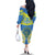 Palau Constitution Day Family Matching Off The Shoulder Long Sleeve Dress and Hawaiian Shirt Belau Seal With Frangipani Polynesian Pattern - Blue