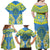 Palau Constitution Day Family Matching Off Shoulder Maxi Dress and Hawaiian Shirt Belau Seal With Frangipani Polynesian Pattern - Blue