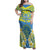 Palau Constitution Day Family Matching Off Shoulder Maxi Dress and Hawaiian Shirt Belau Seal With Frangipani Polynesian Pattern - Blue