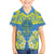 Palau Constitution Day Family Matching Off Shoulder Short Dress and Hawaiian Shirt Belau Seal With Frangipani Polynesian Pattern - Blue