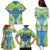 Palau Constitution Day Family Matching Puletasi and Hawaiian Shirt Belau Seal With Frangipani Polynesian Pattern - Blue