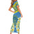 Palau Constitution Day Family Matching Short Sleeve Bodycon Dress and Hawaiian Shirt Belau Seal With Frangipani Polynesian Pattern - Blue