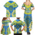 Palau Constitution Day Family Matching Summer Maxi Dress and Hawaiian Shirt Belau Seal With Frangipani Polynesian Pattern - Blue