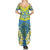 Palau Constitution Day Family Matching Summer Maxi Dress and Hawaiian Shirt Belau Seal With Frangipani Polynesian Pattern - Blue