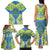 Palau Constitution Day Family Matching Tank Maxi Dress and Hawaiian Shirt Belau Seal With Frangipani Polynesian Pattern - Blue